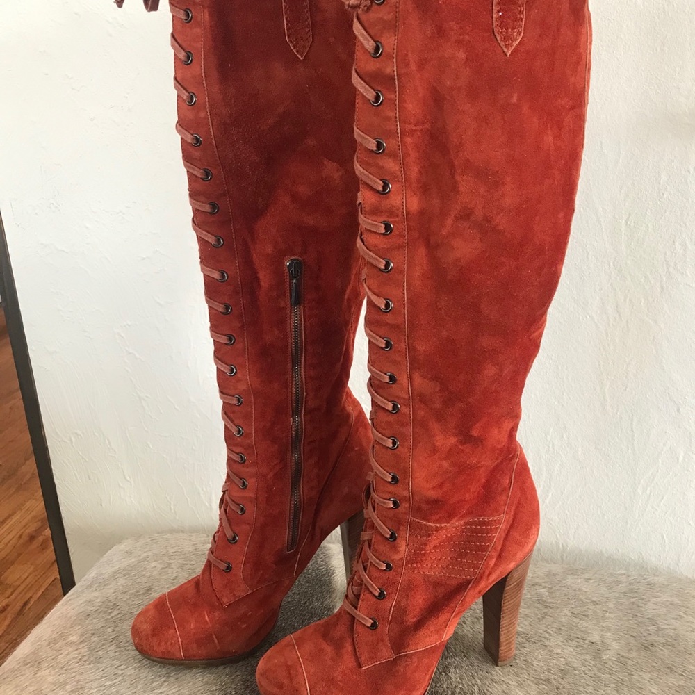 Tall lace up boots